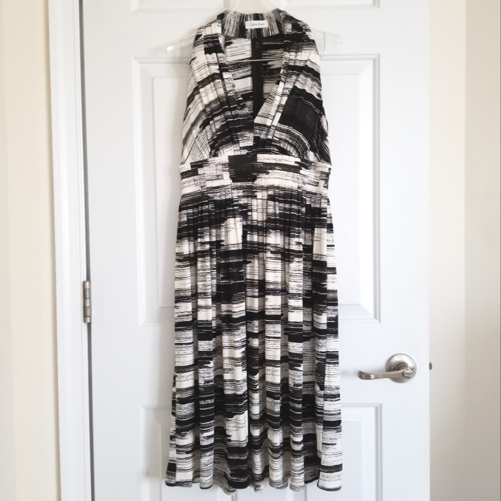 CALVIN  KLEIN Dress Black White Print